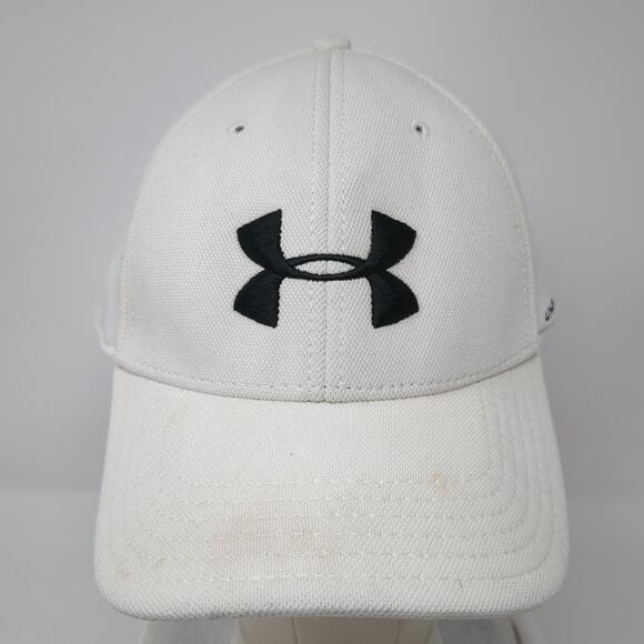 Under Armour Heatgear Fitted Baseball Cap White XL Embroidered Vented Holes - Picture 2 of 9